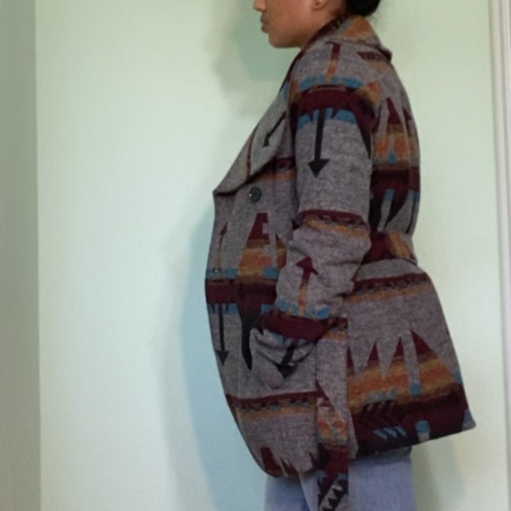 Patterned Pea Coat - Picture 2 of 3